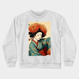 Asian girl flowers Crewneck Sweatshirt